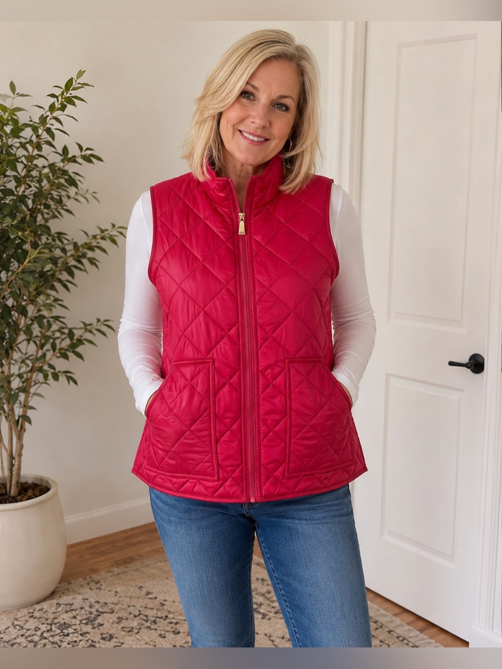 kate spade Quilted Hot Pink Sleeveless Vest XL